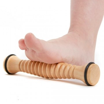 Natural Wood Ribbed Foot Massager Roller